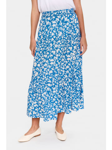 SAINT TROPEZ Rock SaimaSZ Gerade Passform in Palace Blue Flower Leaf