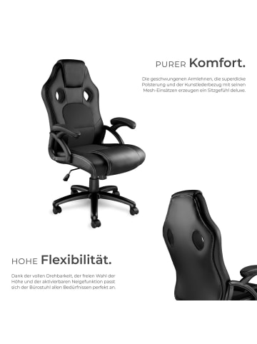 tectake Bürostuhl Tyson Belastbarkeit 120 kg, schwarz