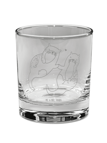 Mr. & Mrs. Panda Whiskey Glas Otter Hände halten ohne Spruch in Transparent