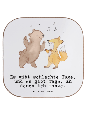 Mr. & Mrs. Panda Untersetzer Hase Tanzen mit Spruch in Weiß