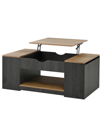 ABRIHOME Couchtisch in Grau mit Liftfunktion 109,5 cm und Stauraum