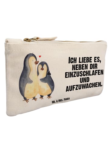 Mr. & Mrs. Panda Kosmetiktasche Pinguine Einschlafen mit Spruch in Weiß