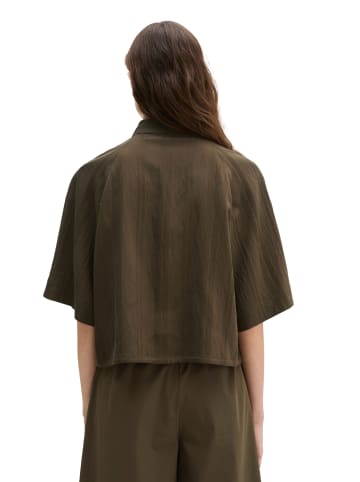 Marc O'Polo Kurzarm-Crinkle-Bluse relaxed in Dark Brown