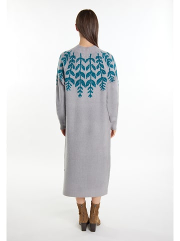 Usha Damen Maxi Strickkleid in Grau Mehrfarbig