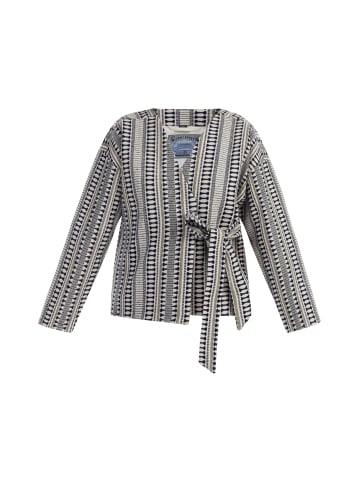 DreiMaster Vintage Damen Wickeljacke in Dunkelmarine Wollweiss