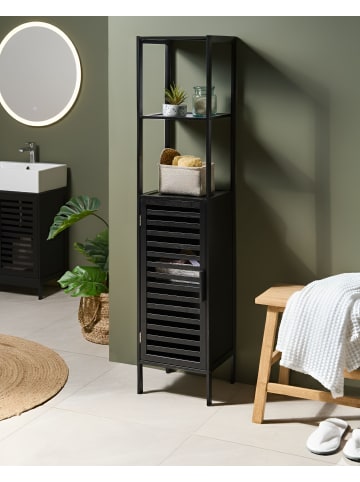 Beliani Badezimmerregal OWASSO in Schwarz - (W) 32 x (H) 145 x (L) 30 cm