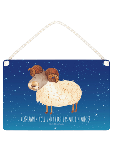 Mr. & Mrs. Panda Deko Schild Sternzeichen Widder mit Spruch in Sternenhimmel Blau