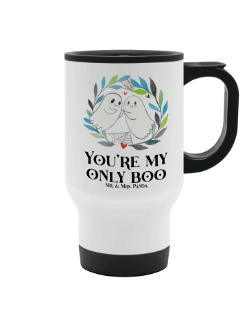 Mr. & Mrs. Panda Kaffeebecher To Go Gespenster  Liebe  mit Spruch in Weiß