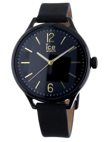 Ice Watch Quarzuhr Ice Time Black Gold - Schwarz schwarz Lederarmband  38 mm in schwarz
