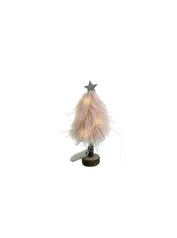 MARELIDA LED Baum Plüsch mit Sternspitze Dekobaum H: 19,5cm in rosa