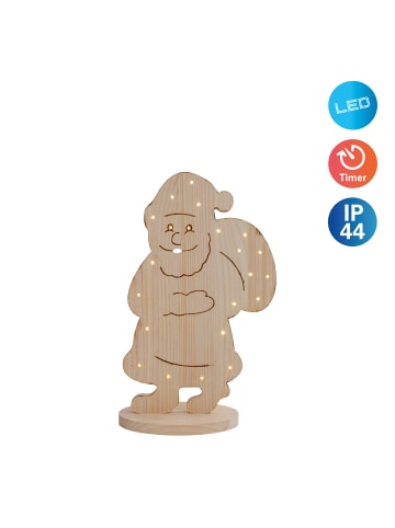 näve LED-Holz-Dekoleuchte "SANTA" in braun - (L)31,5cm x (B)13cm x (H)49cm