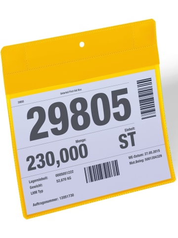 Durable Magnettasche Neodym DIN A5 quer PP dokumentenecht gelb Packung mit 10 Stück