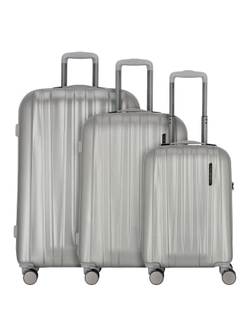 Polestream Moonrock 4 Rollen Kofferset 3-teilig mit Dehnfalte silver brushed