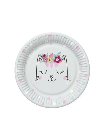 Wisam® Katze Flowers Wreath Pappteller 8 Stk 22,7 cm