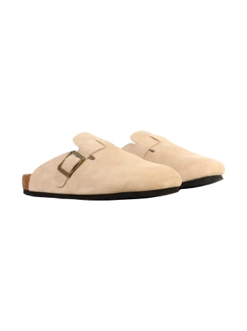 Divine Factory Alénoa-Pantoletten aus Leder Beige