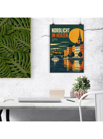 Kunstdruck Architektur retro Design mit Spruch in Weiß