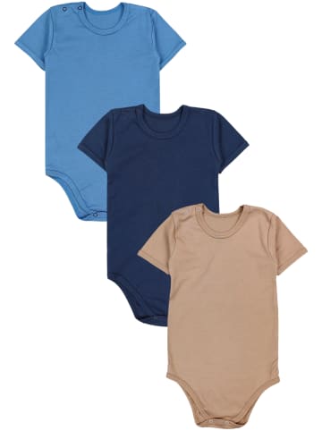 TupTam Kinder Unisex Kurzarm Body 3er Set in beige/blau