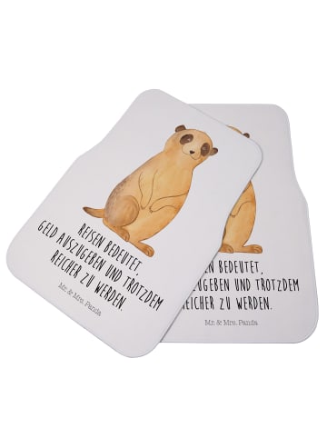 Mr. & Mrs. Panda Fußmatte Auto Erdmännchen mit Spruch in Weiß