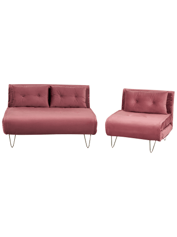Beliani 2-tlg 3-Sitzer Sofa VESTFOLD in Rosa/Gold