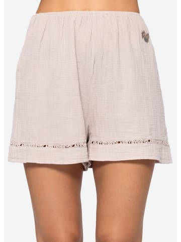 SASSYCLASSY Musselin Pyjamashorts mit Spitzenborte in Altrosa