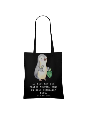 Mr. & Mrs. Panda Uni Tasche Sommelier Herz mit Spruch in Schwarz