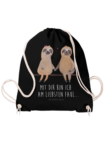 Mr. & Mrs. Panda Sportbeutel Faultier Pärchen mit Spruch in Schwarz