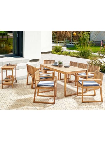 Beliani 9-tlg Gartentisch Set SASSARI II in Braun/Blau/Weiß