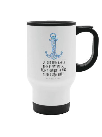 Mr. & Mrs. Panda Thermobecher To Go Anker Blau mit Spruch in Weiß