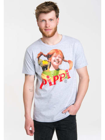 Logoshirt T-Shirt Pippi Langstrumpf - Äffchen Herr Nilsson in grau