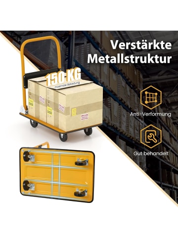 COSTWAY Transportwagen Klappbar bis zu 150 kg in Orange