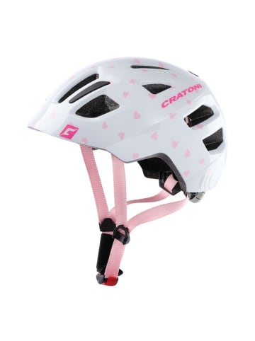 Cratoni Kinderfahrradhelm Maxster in Weiß-Herz/rosa glänzend