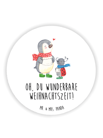 Mr. & Mrs. Panda Rund Magnet Smörle Winterzeit mit Spruch in Weiß