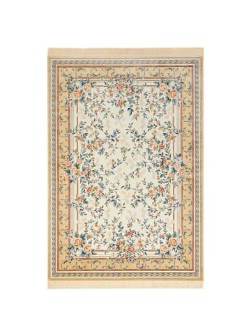 Nouristan Orientalischer Samt Teppich Fransen Antik Flowers Creme Cord