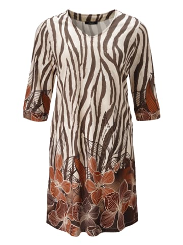 Jerseykleid in dunkelbraun-beige
