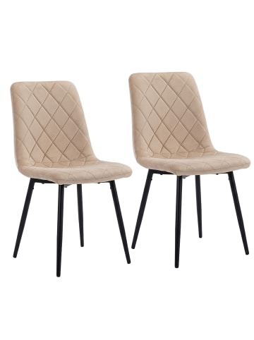 relaxdays 2 x Esszimmerstuhl in Beige - (B)43 x (H)86 x (T)53,5 cm