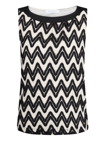 BETTY & CO Strukturshirt ohne Arm in Schwarz/Weiß
