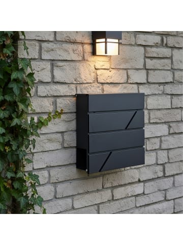 relaxdays Briefkasten in Schwarz - (B)37 x (H)37 x (T)11 cm