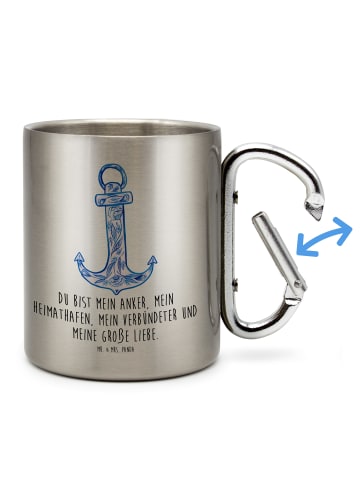 Mr. & Mrs. Panda Trinkbecher Anker Blau mit Spruch in Silber