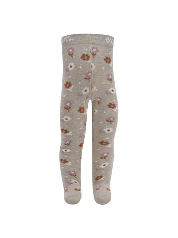ewers Strumpfhose GOTS Blümchen in dunkel beige meliert