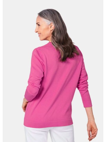 GOLDNER Kurzgröße:  Strickset Figurnahes Twin-Set aus Pima-Baumwolle in pink