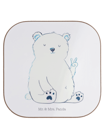 Mr. & Mrs. Panda Untersetzer für Gläser Eisbär Faul ohne Spruch in Weiß