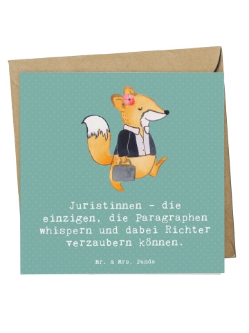 Mr. & Mrs. Panda Grußkarte Juristin Zauber mit Spruch in Meeresbrise