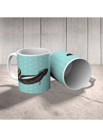 Mr. & Mrs. Panda Trinklernbecher Stinktier Yoga ohne Spruch in Türkis Pastell