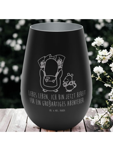 Mr. & Mrs. Panda Gold Windlicht Pinguin & Maus Wanderer mit Spruch in Schwarz