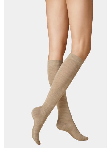 Kunert Kniestrümpfe Soft Wool Cotton weich in Beige-mel.