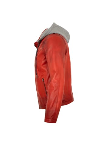 JILANI Lederjacke Kapuze Lammnappa in Rot