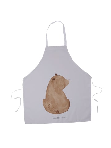 Mr. & Mrs. Panda Schürze Bär Schulterblick ohne Spruch in Grau Pastell