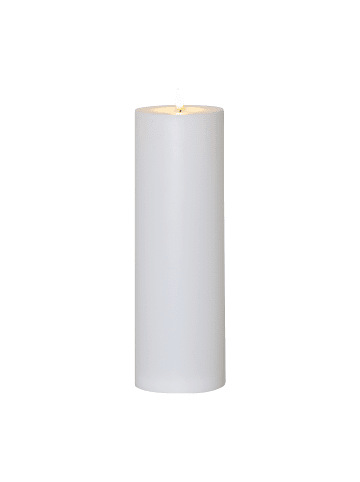 STAR Trading LED Blockkerze Flamme Rak, 32,5cm in Weiß