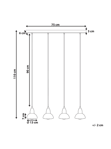 Beliani Pendelleuchten CASTALY in Messing/Schwarz - (W) 75 x (H) 110 x (L) 16 cm