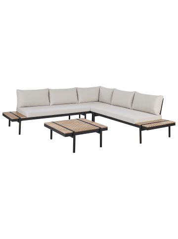 Beliani 7-tlg Sitzgruppe BELLARIVA in Weiß/Schwarz/Braun